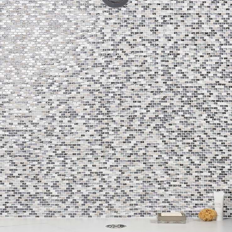 Paragon Moon Jewel Multicolor Mini Brick Marble & Glass Mosaic Tile