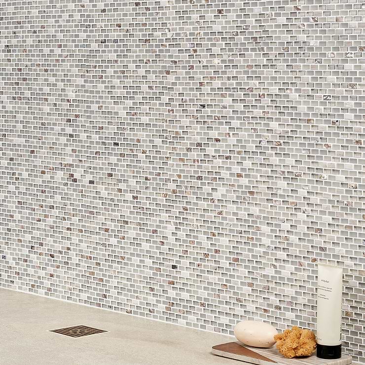Paragon Calico Beige 1/2x1 Mini Brick Marble & Glass Mosaic Tile