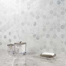 Asian Statuary 2" Hexagon Polished Marble Mosaic Tile