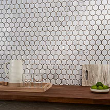 Florentine Asian Statuary & Athens White and Gray 2" Hexagon Polished Marble Mosaic Tile