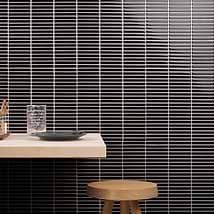Kai Black 1x4" Tri-Stacked Glossy Porcelain Mosaic Tile