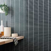 Kai Emerald Green 1x4" Tri-Stacked Glossy Porcelain Mosaic Tile