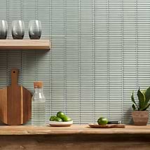 Kai Mint Green 1x4" Tri-Stacked Glossy Porcelain Mosaic Tile
