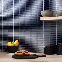 Kai Royal Blue 1x4" Tri-Stacked Crackled Glossy Porcelain Mosaic Tile