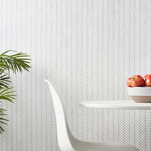 Kai Snow White 1x2" Herringbone Glossy Porcelain Mosaic Tile