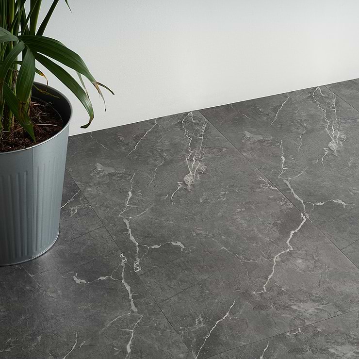 Katone Chauny Marble Dark Gray 18x36 Glue Down Luxury Vinyl Tile