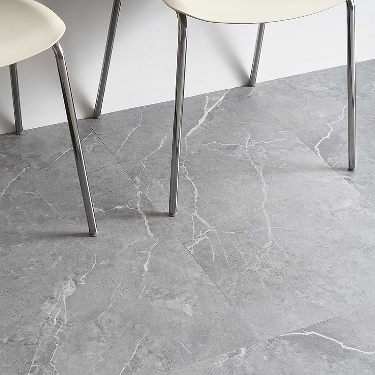 Katone Chauny Marble Medium Gray 18x36 Glue Down Luxury Vinyl Tile