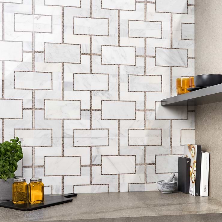 Cul De Sac Athens Gray & Asian Statuary Marble Mosaic Tile