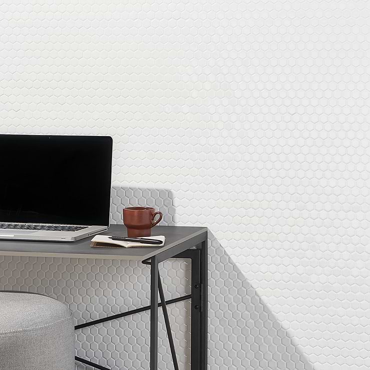 Eden White 1" Hexagon Polished Porcelain Mosaic Tile