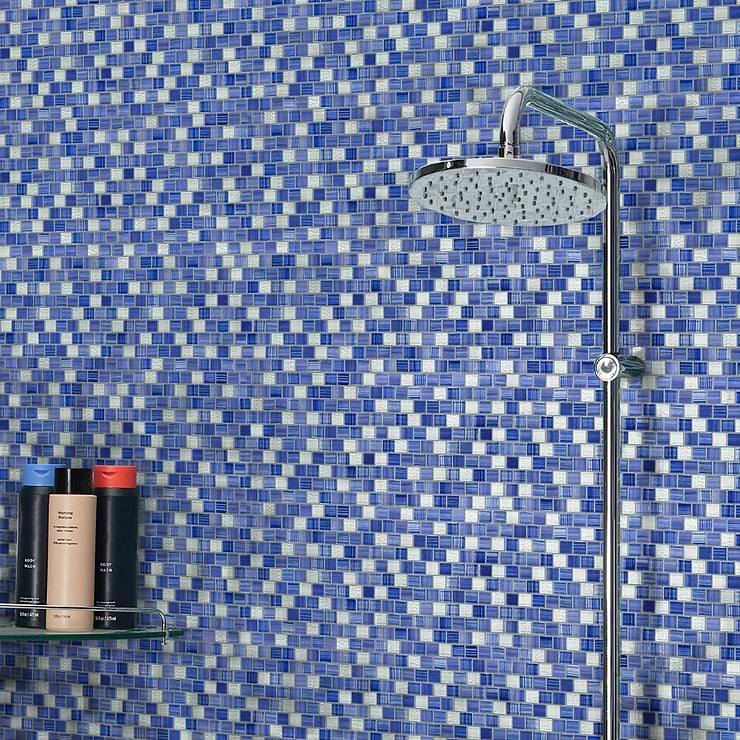 Watercolors Polaris Blue 1x1 Glass Mosaic