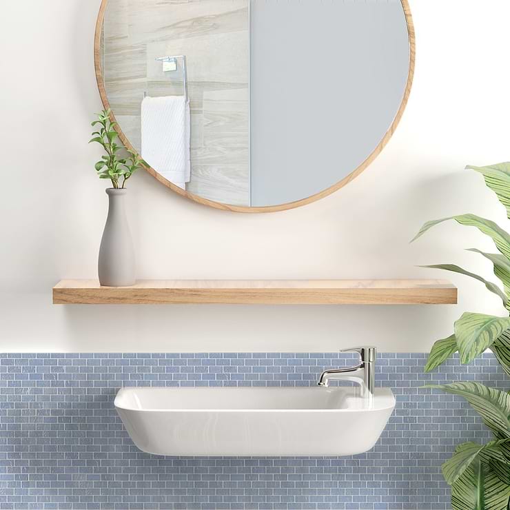 Watercolors Iridescent Light Blue 1X2 Brick Glass Mosaic