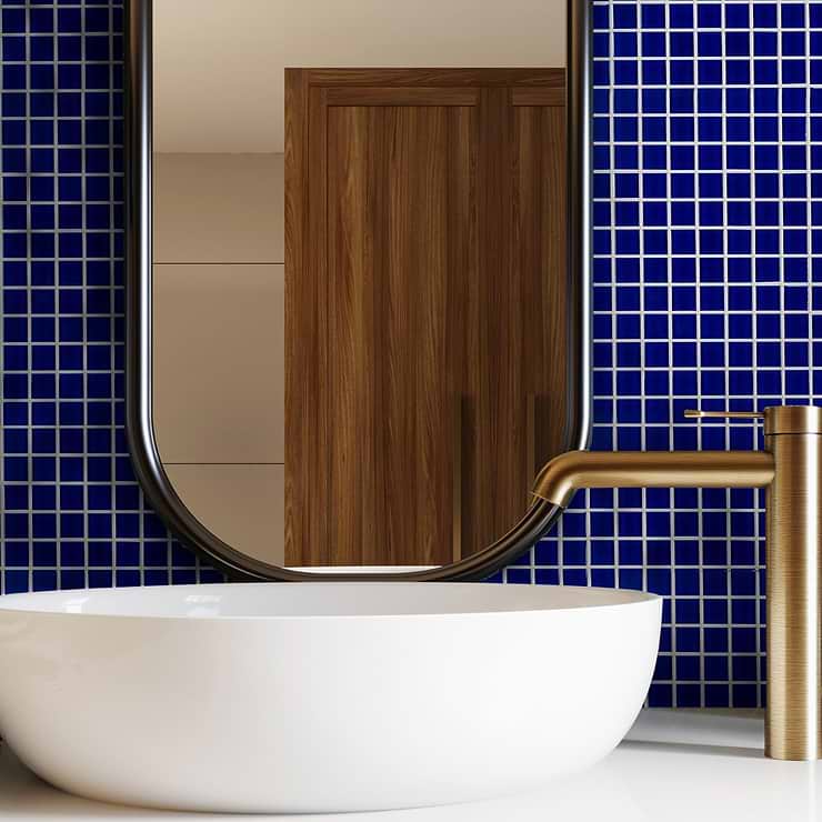 Watercolors Marine Blue 1x1 Glass Mosaic