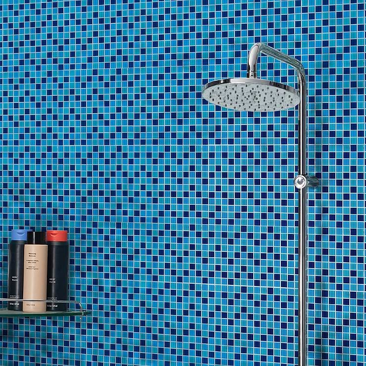 Watercolors Champlain Blue 1x1 Glass Mosaic