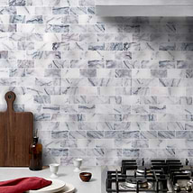 Lilac White 1x2 Honed Marble Mosaic