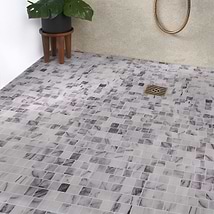 Lilac White Micro Cracked Joint Honed Marble Mosaic