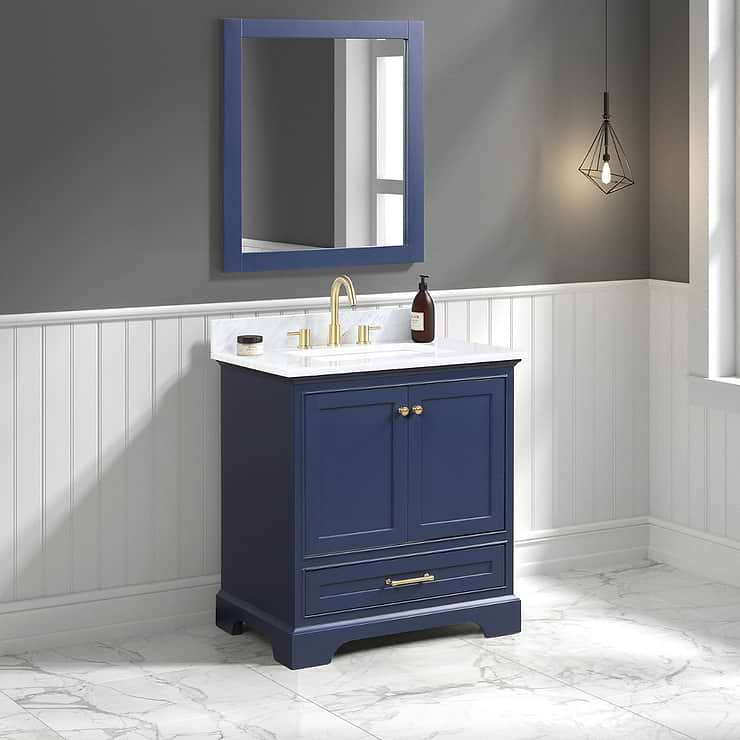 Glendale 30'' Blue Vanity And Marble Counter