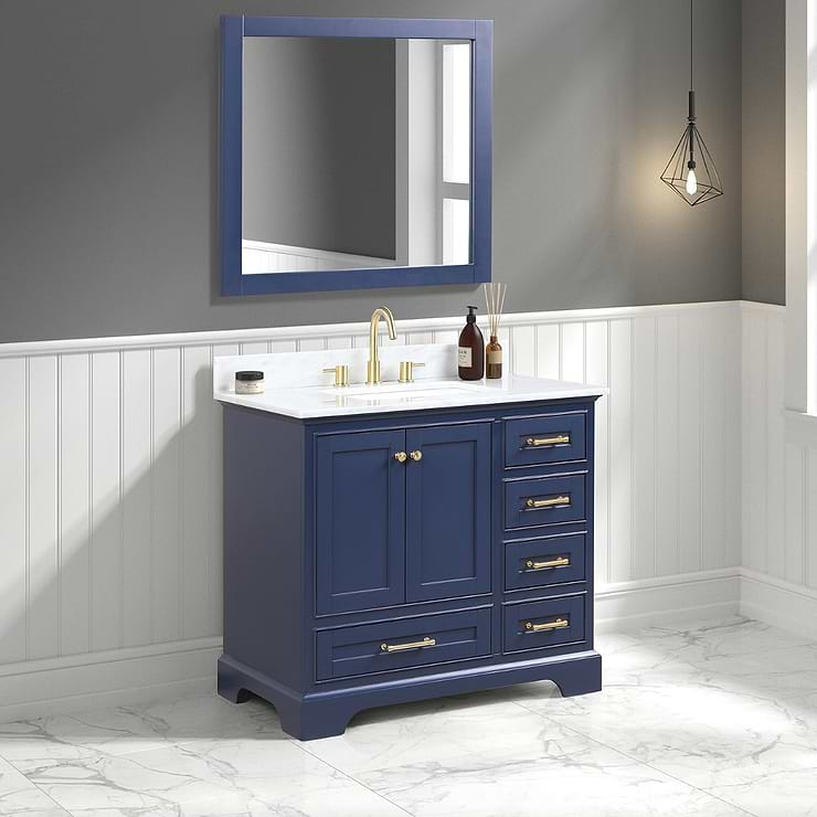 Glendale 36'' Blue Vanity And Marble Counter