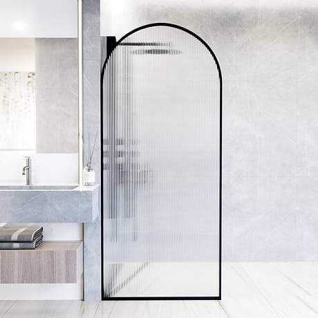 Burke 34x78" Reversible Framed Shower Screen with Fluted Glass in Matte Black