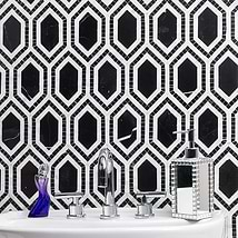 Infinity Nero & Asian Statuary Hexagon Marble Polished Mosaic Tile