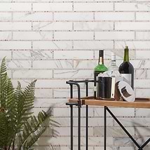 New Palm Beach by Krista Watterworth Brick White Rose 3x12" Polished Marble Mosaic