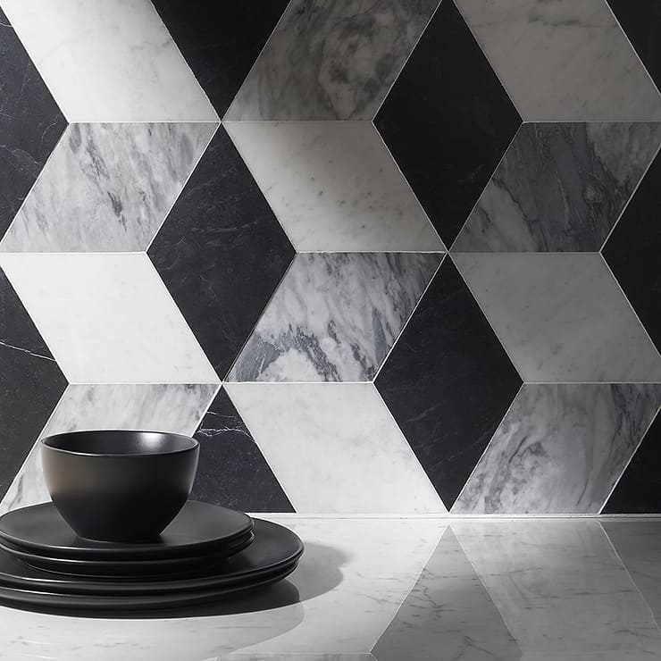 Havasar Grigio Gray 8x9 Honed Marble Mosaic Tile