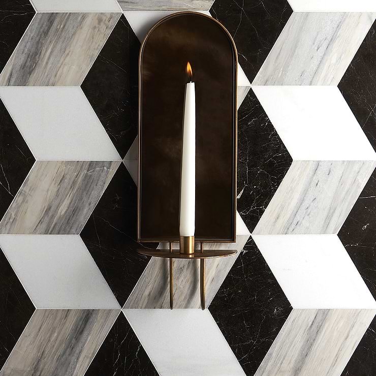 Havasar Sabbia 8x9 Polished Marble Mosaic Tile