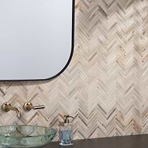 Fossil Herringbone Petrified Stone Mosaic
