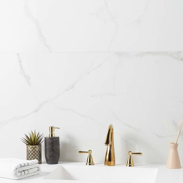 TileBarXL Marmi White Calacatta 24"X48" Polished Porcelain Tile