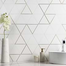 Verin Thassos Polished Marble and Brass 6x6 Mosaic Tile