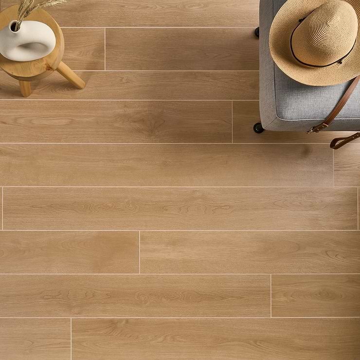 Oaktree Elegant Pale Brown 7x60 XL Wood Look Matte Porcelain Tile