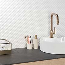 Reverb Pillowed White 12x36 3D Glossy Ceramic Tile
