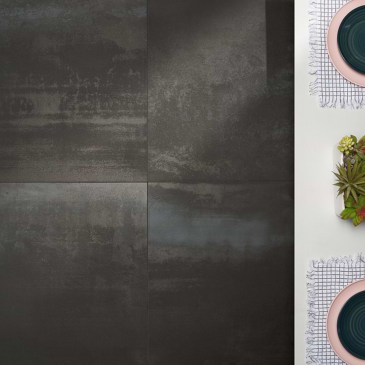 Hewlett Black Iron 24x24 Matte Porcelain Tile