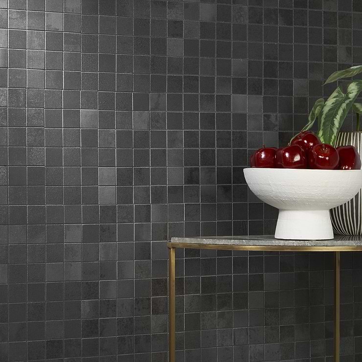 Hewlett Black Iron 2x2 Matte Porcelain Mosaic Tile