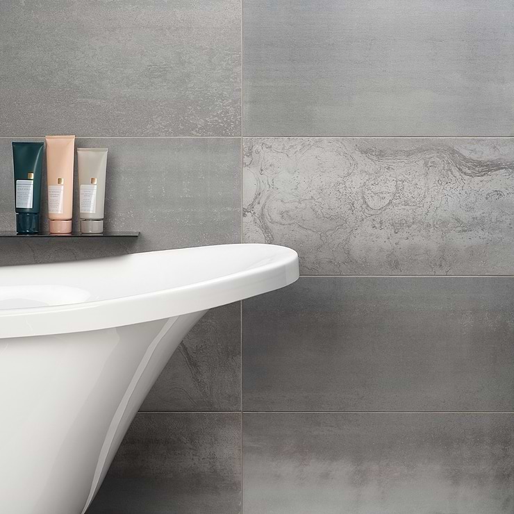 Hewlett Metal Silver 12x24 Matte Porcelain Tile