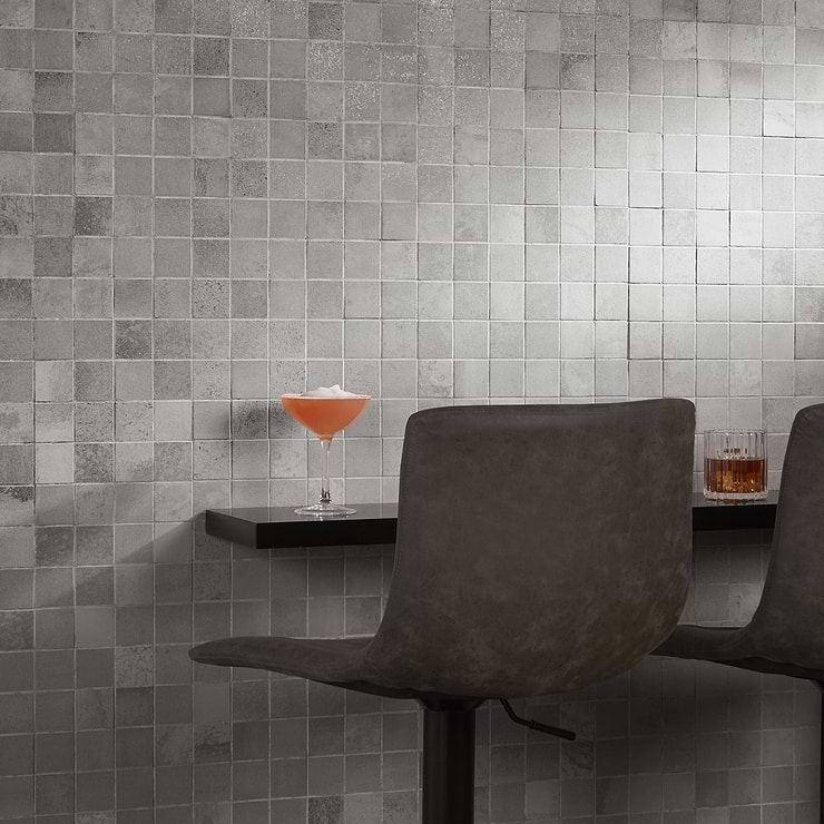 Hewlett Metal Silver 2x2 Matte Porcelain Mosaic Tile