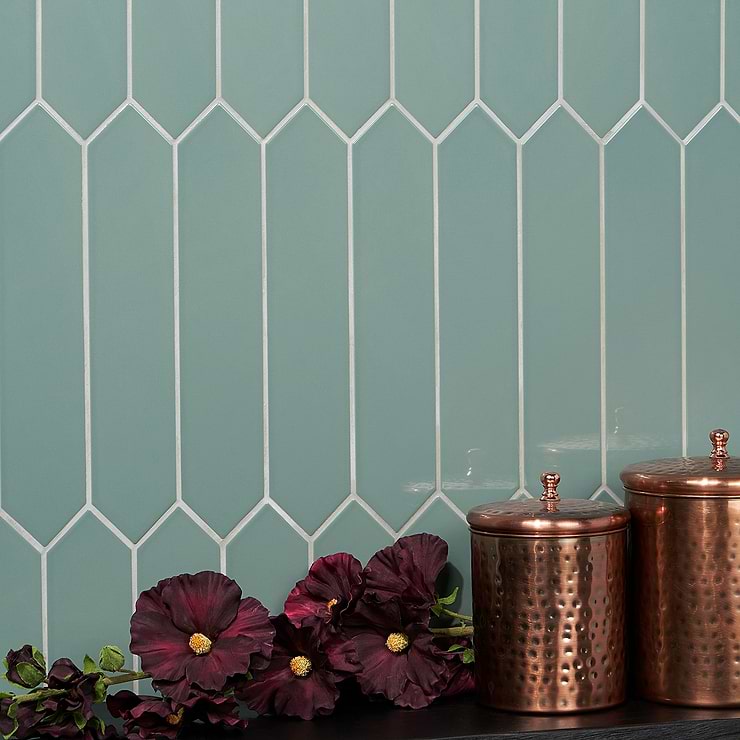 Kent Jade Green 3x12 Picket Polished Ceramic Wall Tile