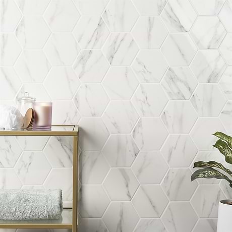 Amalfi Statuario 6” Hexagon Polished Porcelain Tile