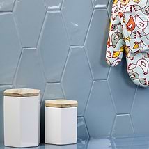 Manchester Dew Blue 4x8 Hexagon Glazed Ceramic Wall Tile