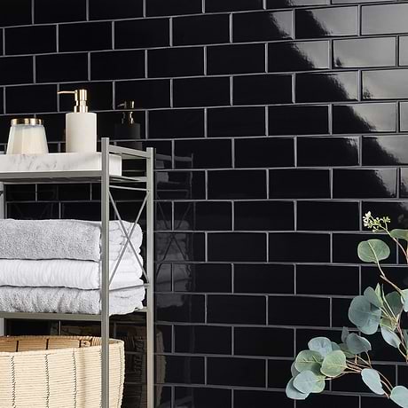 Park Hill Black 3X6 Polished Porcelain Tile