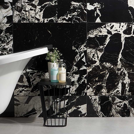 Valiant Black Antique 30x30 Polished Porcelain Tile