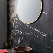 Autograph Noir Sabbia Black 48x48 Marble Look Satin Porcelain Tile