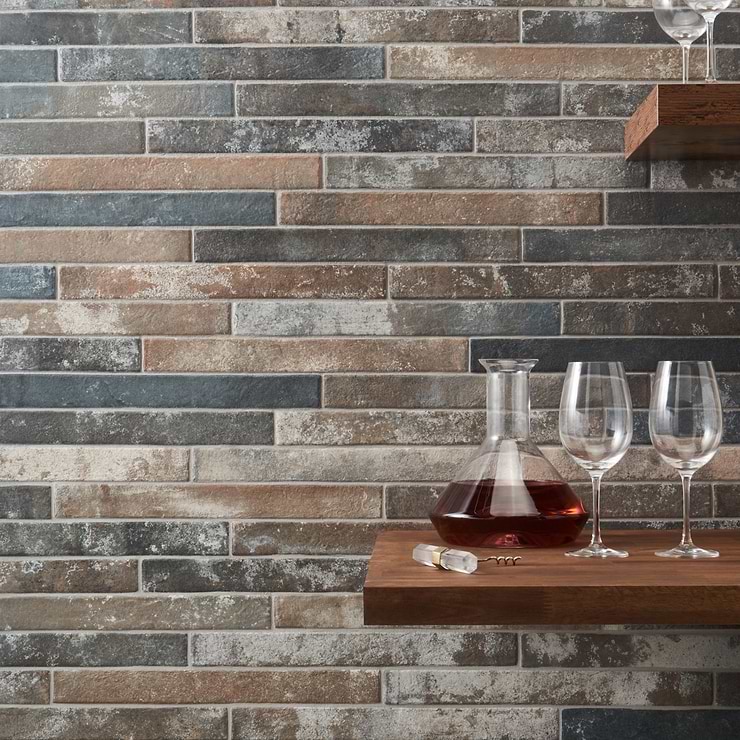 English Brick Industrial Red Mix 2x18 Matte Porcelain Tile