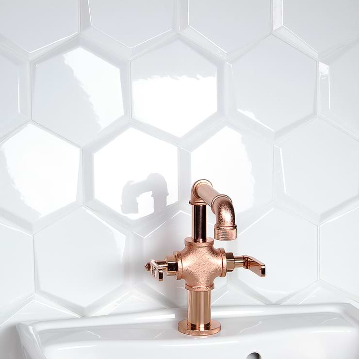Exagoni Stive Blanco Brillo Hexagon Ceramic Tile