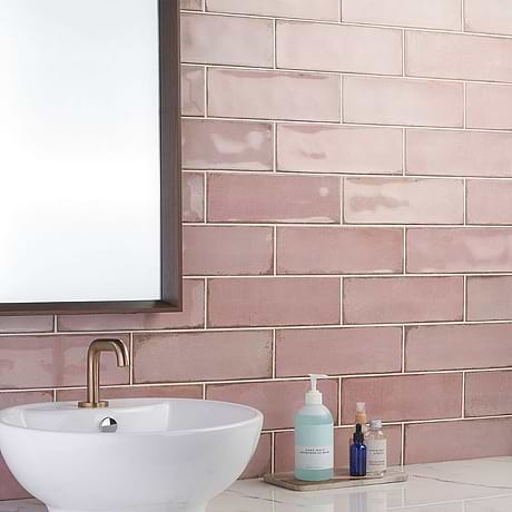 Los Lunas Rose Pink 4x12 Polished Ceramic Tile