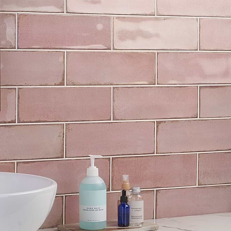Los Lunas Rose Pink 4x12 Polished Ceramic Tile