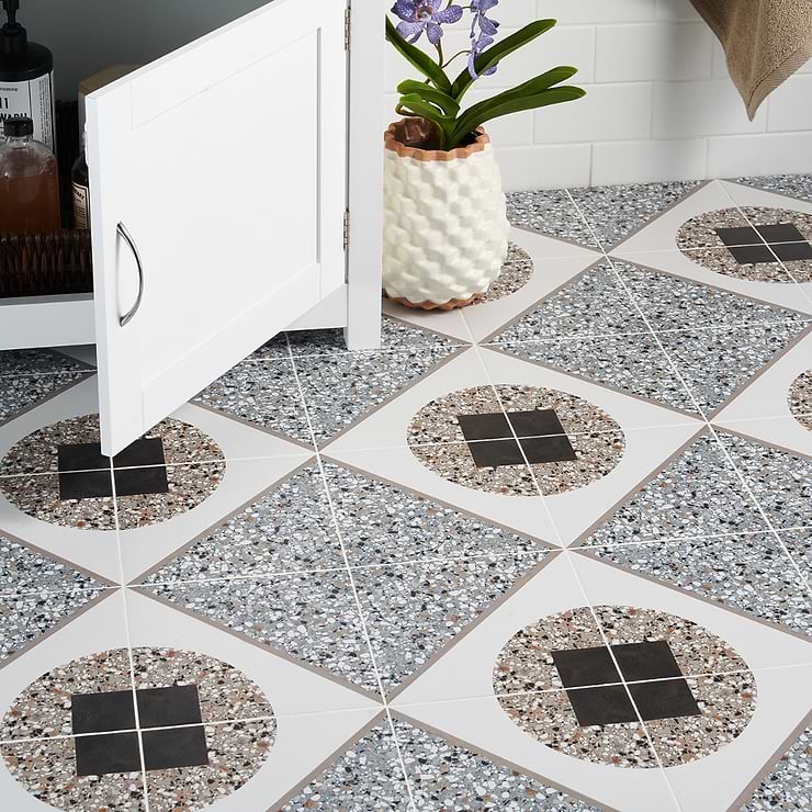 Chips Deco Azur Multicolor 8x8 Terrazzo Look Matte Porcelain Tile