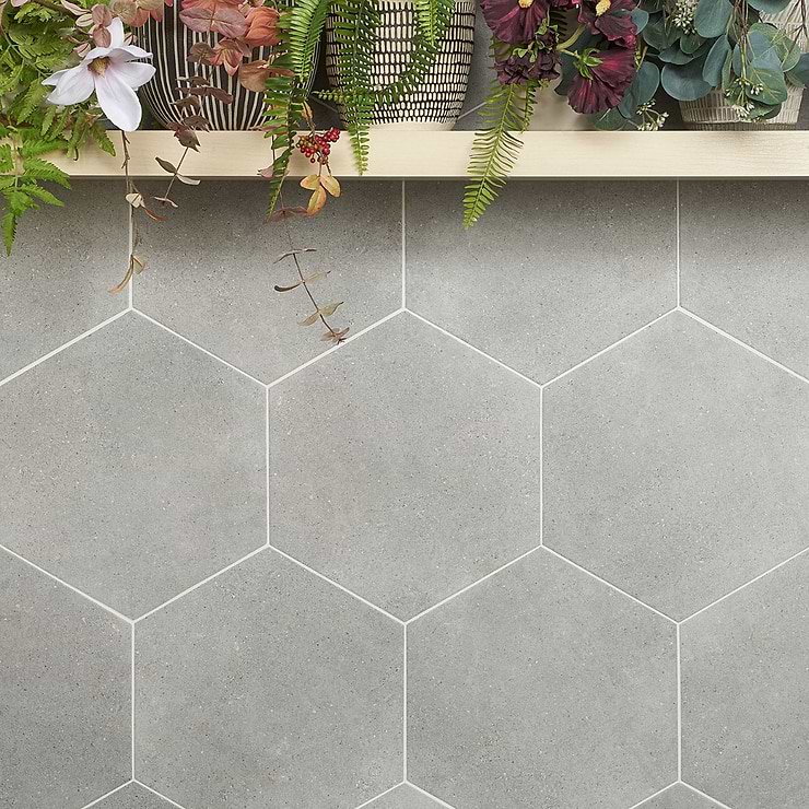 Pergola Gray 12.5" Hexagon Matte Porcelain Tile