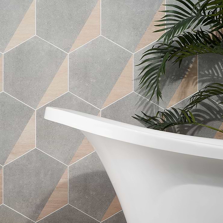 Pergola Wood Gray 12.5" Hexagon Matte Porcelain Tile
