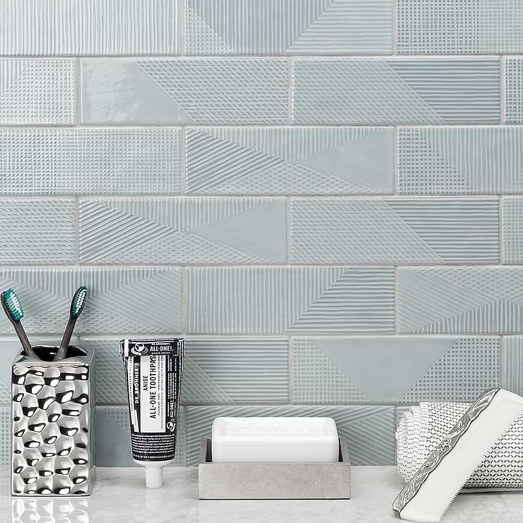 Enigma Ash Blue 2x8 Polished Ceramic Tile