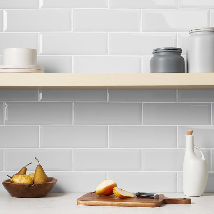 Rise Ice Blue 4x12 Beveled Glossy Ceramic Subway Tile